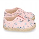 BEACH design cotton canvas Kids Sneaker style espadrille shoes.