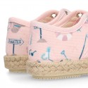 BEACH design cotton canvas Kids Sneaker style espadrille shoes.