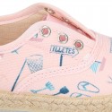 BEACH design cotton canvas Kids Sneaker style espadrille shoes.