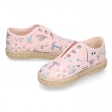 BEACH design cotton canvas Kids Sneaker style espadrille shoes.