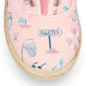 BEACH design cotton canvas Kids Sneaker style espadrille shoes.