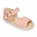 Crossed straps design suede leather little girl espadrille shoes SANDAL style.