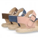 Crossed straps design suede leather little girl espadrille shoes SANDAL style.