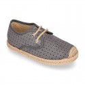 THOUSAND POINTS design Canvas Kids Espadrille shoes Laces up style.