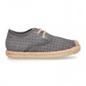 THOUSAND POINTS design Canvas Kids Espadrille shoes Laces up style.