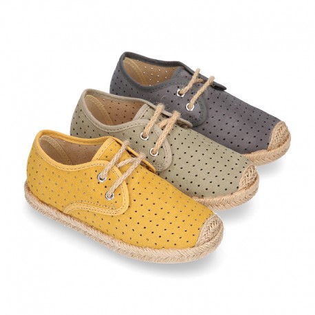 THOUSAND POINTS design Canvas Kids Espadrille shoes Laces up style.