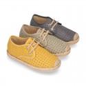 THOUSAND POINTS design Canvas Kids Espadrille shoes Laces up style.