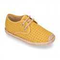 THOUSAND POINTS design Canvas Kids Espadrille shoes Laces up style.