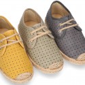 THOUSAND POINTS design Canvas Kids Espadrille shoes Laces up style.