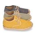 THOUSAND POINTS design Canvas Kids Espadrille shoes Laces up style.