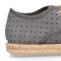 THOUSAND POINTS design Canvas Kids Espadrille shoes Laces up style.