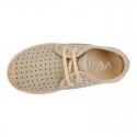 THOUSAND POINTS design Canvas Kids Espadrille shoes Laces up style.