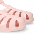 Women classic jelly shoes sandal style for the Beach and Pool in MAKEUP PINK color.