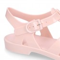 Women classic jelly shoes sandal style for the Beach and Pool in MAKEUP PINK color.