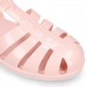 Women classic jelly shoes sandal style for the Beach and Pool in MAKEUP PINK color.