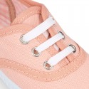 Cotton canvas Kids sneaker shoes BAMBA style with laces closure.