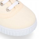 Cotton canvas Kids sneaker shoes BAMBA style with laces closure.