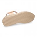 Nappa leather Girl platform sandal shoes espadrille style.