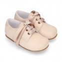 Soft suede leather Classic Kids Laces up shoes in pastel FASHION colors.