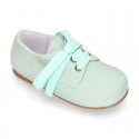 Soft suede leather Classic Kids Laces up shoes in pastel FASHION colors.