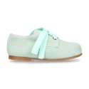 Soft suede leather Classic Kids Laces up shoes in pastel FASHION colors.
