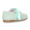 Soft suede leather Classic Kids Laces up shoes in pastel FASHION colors.