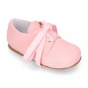 Soft suede leather Classic Kids Laces up shoes in pastel FASHION colors.