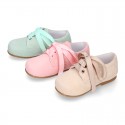 Soft suede leather Classic Kids Laces up shoes in pastel FASHION colors.