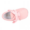 Soft suede leather Classic Kids Laces up shoes in pastel FASHION colors.