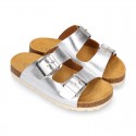 METAL Girl sandal shoes CLOG BIO style to dress with double buckle fastening.