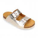 METAL Girl sandal shoes CLOG BIO style to dress with double buckle fastening.