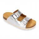 METAL Girl sandal shoes CLOG BIO style to dress with double buckle fastening.