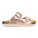 METAL Girl sandal shoes CLOG BIO style to dress with double buckle fastening.