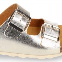 METAL Girl sandal shoes CLOG BIO style to dress with double buckle fastening.