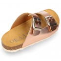 METAL Girl sandal shoes CLOG BIO style to dress with double buckle fastening.