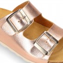 METAL Girl sandal shoes CLOG BIO style to dress with double buckle fastening.