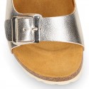 METAL Girl sandal shoes CLOG BIO style to dress with double buckle fastening.