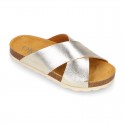 METAL Girl sandal shoes CLOG BIO style to dress with crossed straps design.