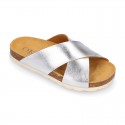 METAL Girl sandal shoes CLOG BIO style to dress with crossed straps design.