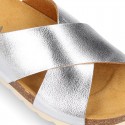 METAL Girl sandal shoes CLOG BIO style to dress with crossed straps design.