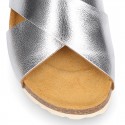 METAL Girl sandal shoes CLOG BIO style to dress with crossed straps design.