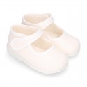 Pastel colors Cotton canvas little Mary Jane shoes with hook and loop closure for babies.