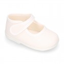 Pastel colors Cotton canvas little Mary Jane shoes with hook and loop closure for babies.