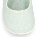 Pastel colors Cotton canvas little Mary Jane shoes with hook and loop closure for babies.