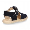 T-Strap design suede leather little kids espadrille shoes SANDAL style.