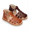 SOFT Nappa leather kids Sandal shoes crossed straps design with SUPER FLEXIBLE soles.