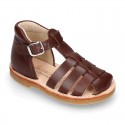 SOFT Nappa leather kids Sandal shoes crossed straps design with SUPER FLEXIBLE soles.