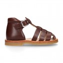 SOFT Nappa leather kids Sandal shoes crossed straps design with SUPER FLEXIBLE soles.