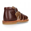 SOFT Nappa leather kids Sandal shoes crossed straps design with SUPER FLEXIBLE soles.