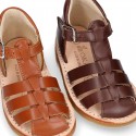 SOFT Nappa leather kids Sandal shoes crossed straps design with SUPER FLEXIBLE soles.